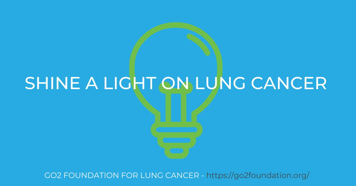 Shine a Light on Lung Cancer text with lightbulb